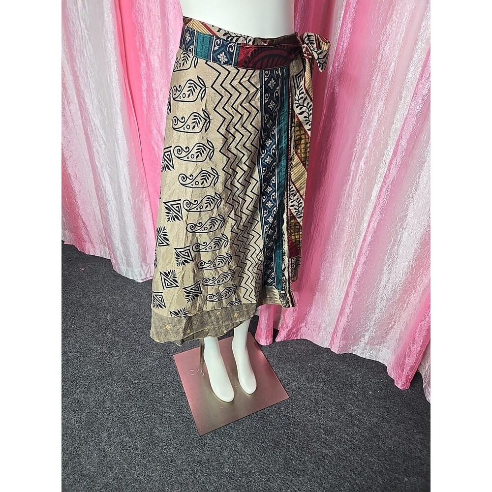 Earthbound Artsy Floral Boho Hippie Festival Reversible Wrap Skirt One Size - Picture 9 of 13